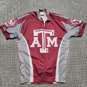 Adrenaline Promotions Texas A&M Aggies Cycling Jersey Mens Large Maroon Grey Zip
